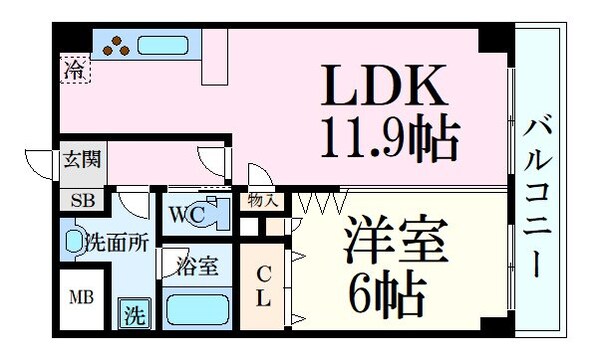 縮景園前駅 徒歩1分 6階の物件間取画像